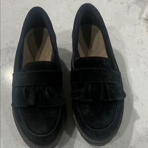 Clarks Black Velvet Women's Loafers